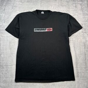 Umbro Shirt Mens XL Black Vintage 90s Box Logo Soccer Football Grunge Sports